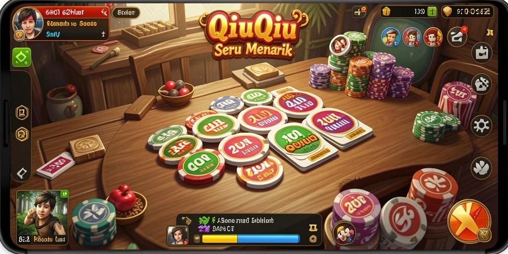 Tampilan gameplay seru dalam 62HOT yang menampilkan duel QiuQiu.