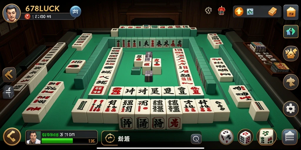 Screenshot gameplay dari 678LUCK menampilkan suasana permainan Mahjong yang seru.