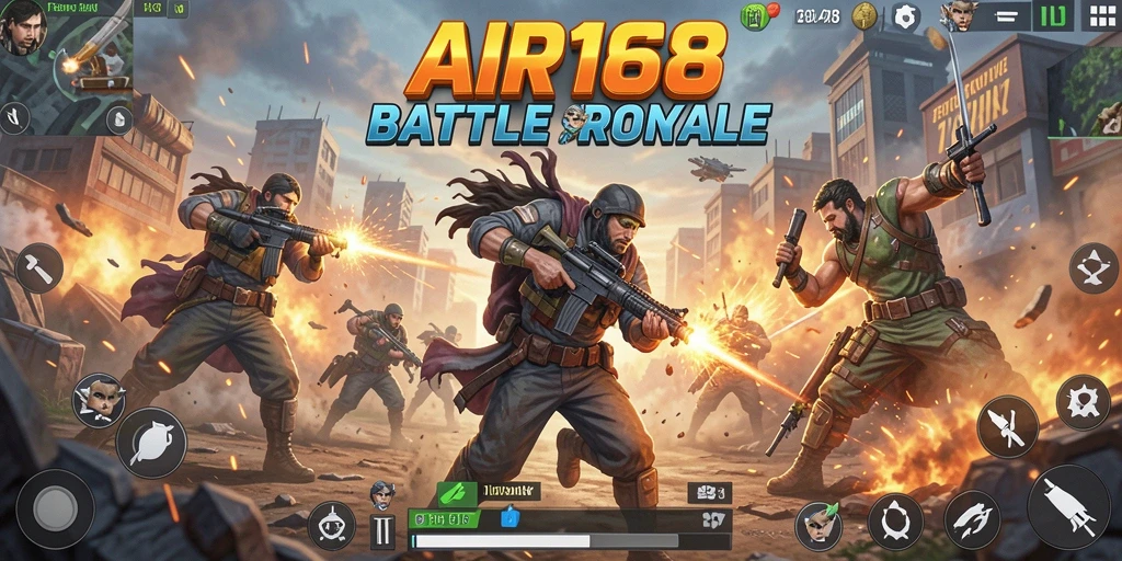 Tampilan gameplay seru dalam pertempuran Battle Royale yang mendebarkan.
