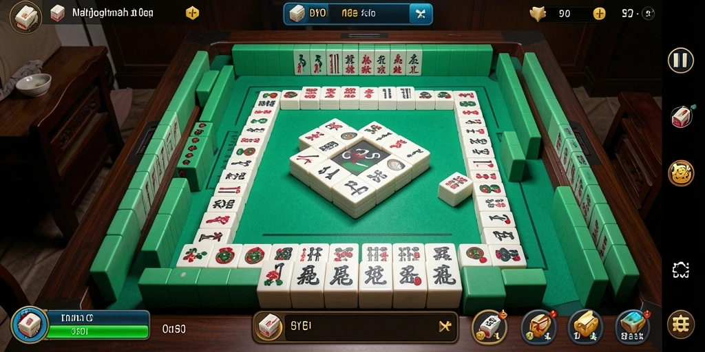 Tampilan gameplay menarik dari DYO1 yang penuh strategi Mahjong.