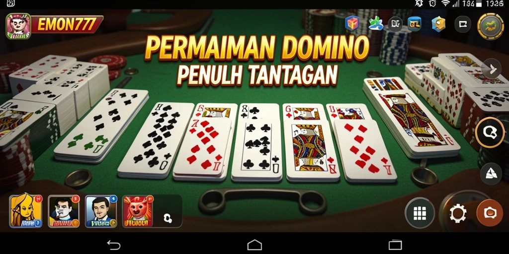 Screenshot gameplay menarik dari EMON77 yang menunjukkan suasana permainan Domino.