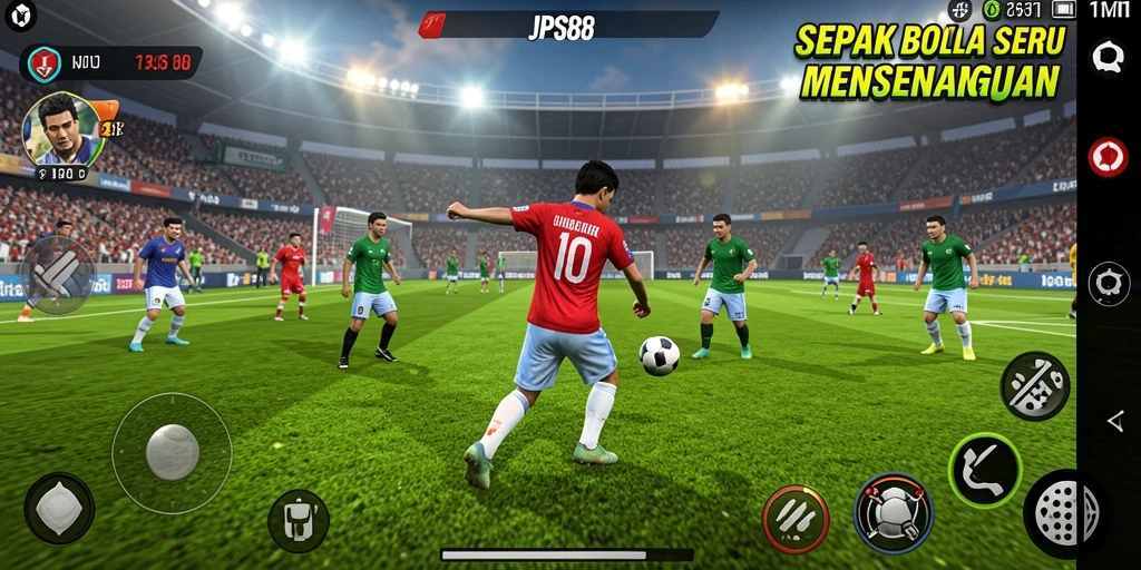 Tampilan gameplay menarik dari JPS88, menunjukkan aksi sepak bola yang menegangkan.