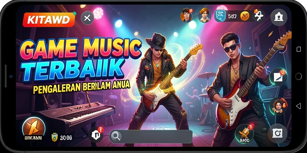 Tampilan gameplay <strong>KITAWD</strong> yang menarik dan interaktif dengan berbagai pilihan lagu.