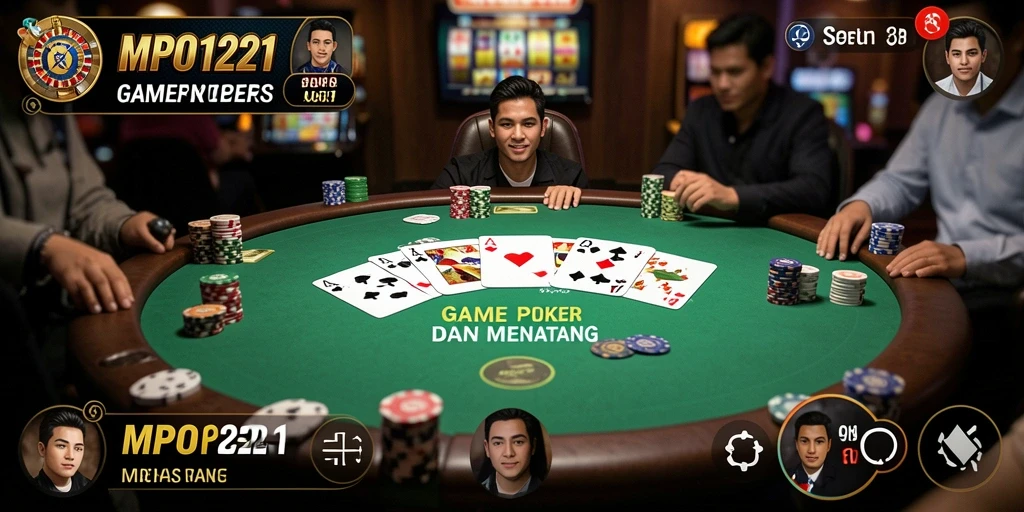 Tampilan gameplay seru di MPO1221 saat bermain poker.