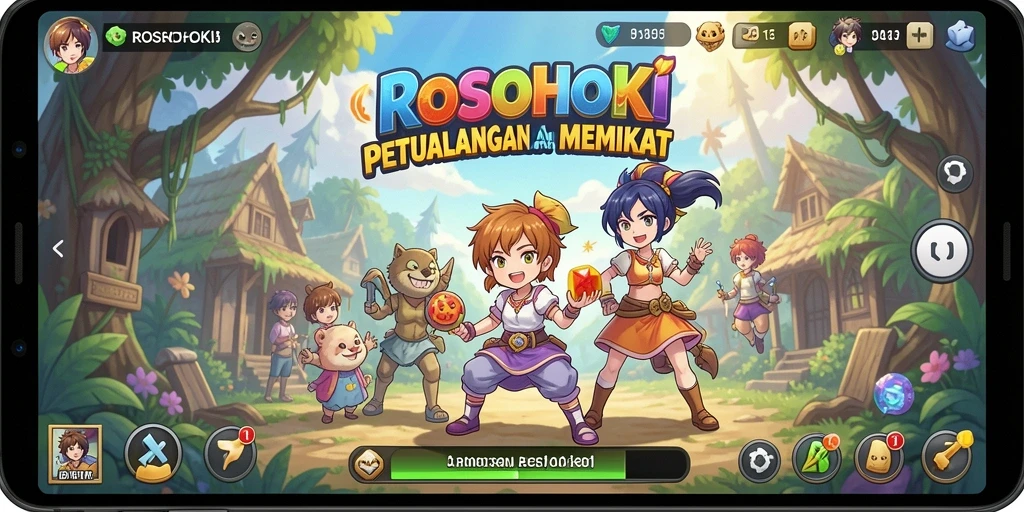 Tampilan gameplay yang mengesankan dari ROSOHOKI dengan karakter anime menarik.