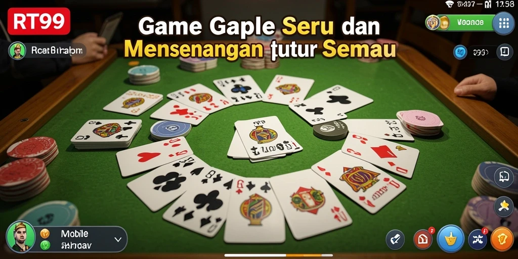 Screenshot gameplay RT99 yang menunjukkan keseruan bermain Gaple.
