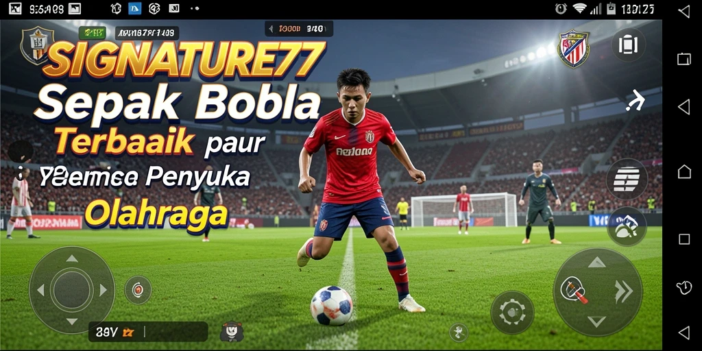 Tangkapan layar gameplay SIGNATURE77 dengan aksi sepak bola yang seru.
