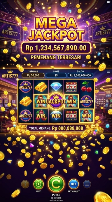 Tampilan dashboard utama aplikasi artis777.